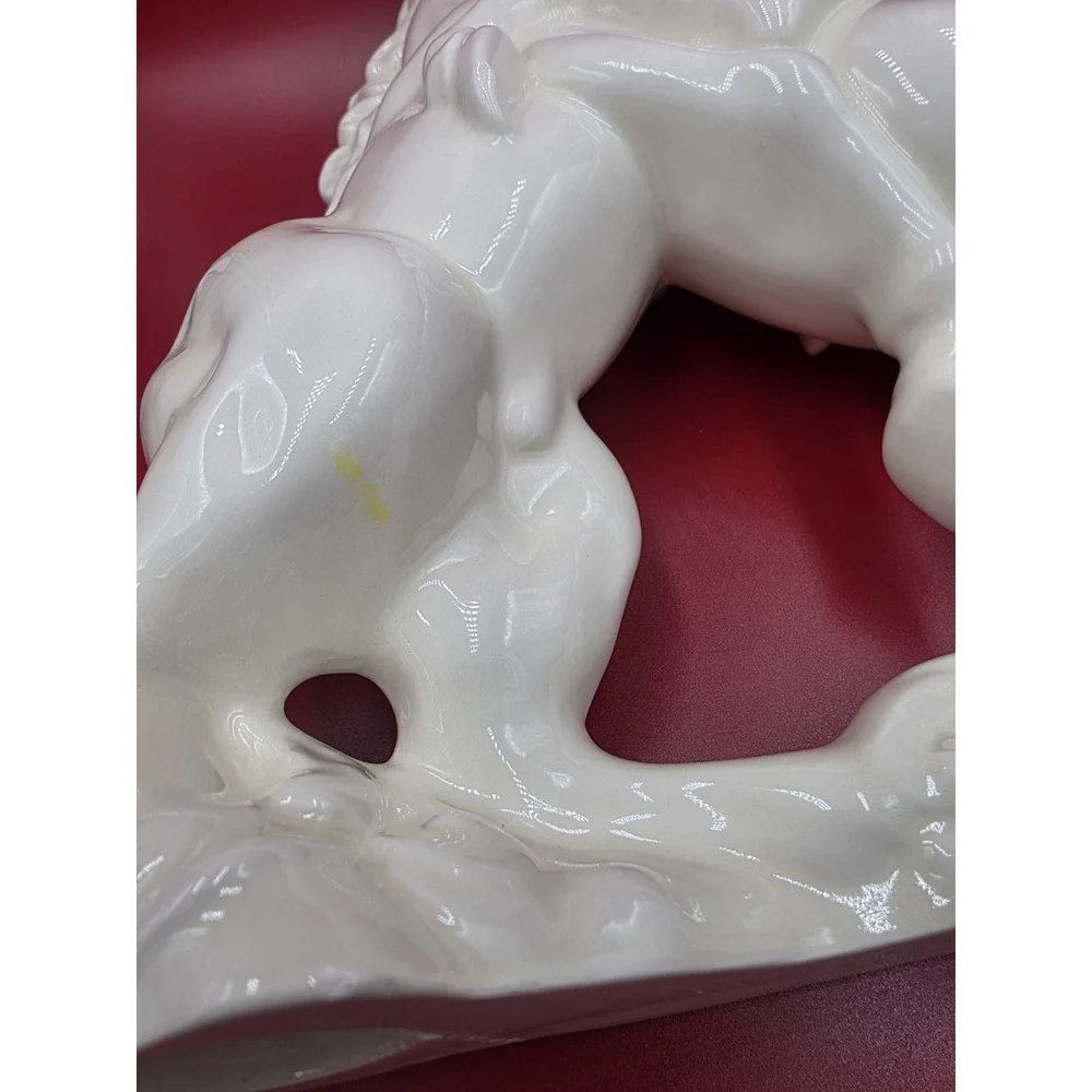 Vintage 1983/85 White Ceramic Horses Statue Signed 12.5" Equestrian Decor Rare - Picture 8 of 16